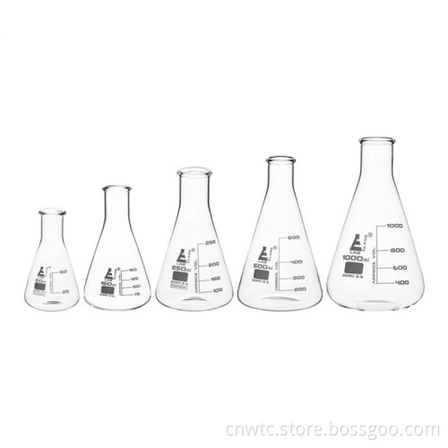 High Borosilicate Glass Flask Volumes: 100ml, 250ml, 500ml, 1000ml, 3000ml